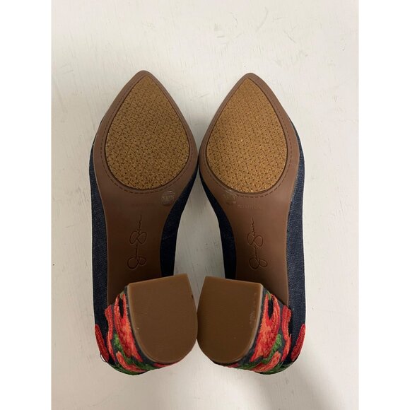 Jessica Simpson‎ Womens Embroidered Denim Block Heels Size 7.5 - Picture 9 of 11